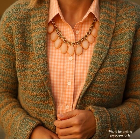 Extra-Cozy Cardigan Multicolor Textured Knit Zipper Open Zip Front Pockets - Picture 1 of 8